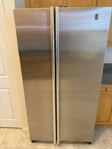 a bathroom with a glass door