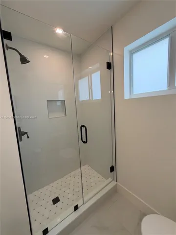 a bathroom with a shower