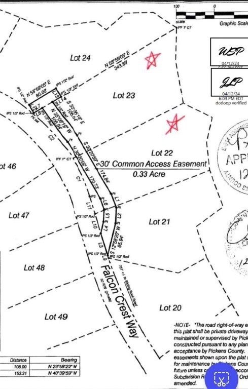 124 Falcon Crest Way Pickens, SC 29671 - Photo 13 of 13 Survey showing driveway easement