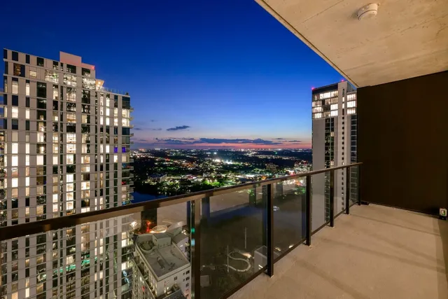 a city view from a balcony
