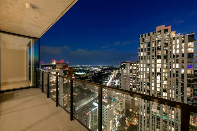 a city view from a balcony