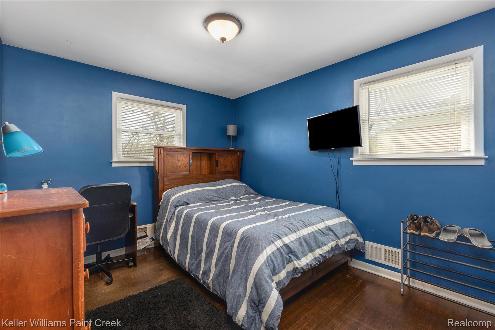 310 Elmhill Road Rochester, MI 48306 - Photo 14 of 37 Bedroom featuring dark wood finished floors and an office area