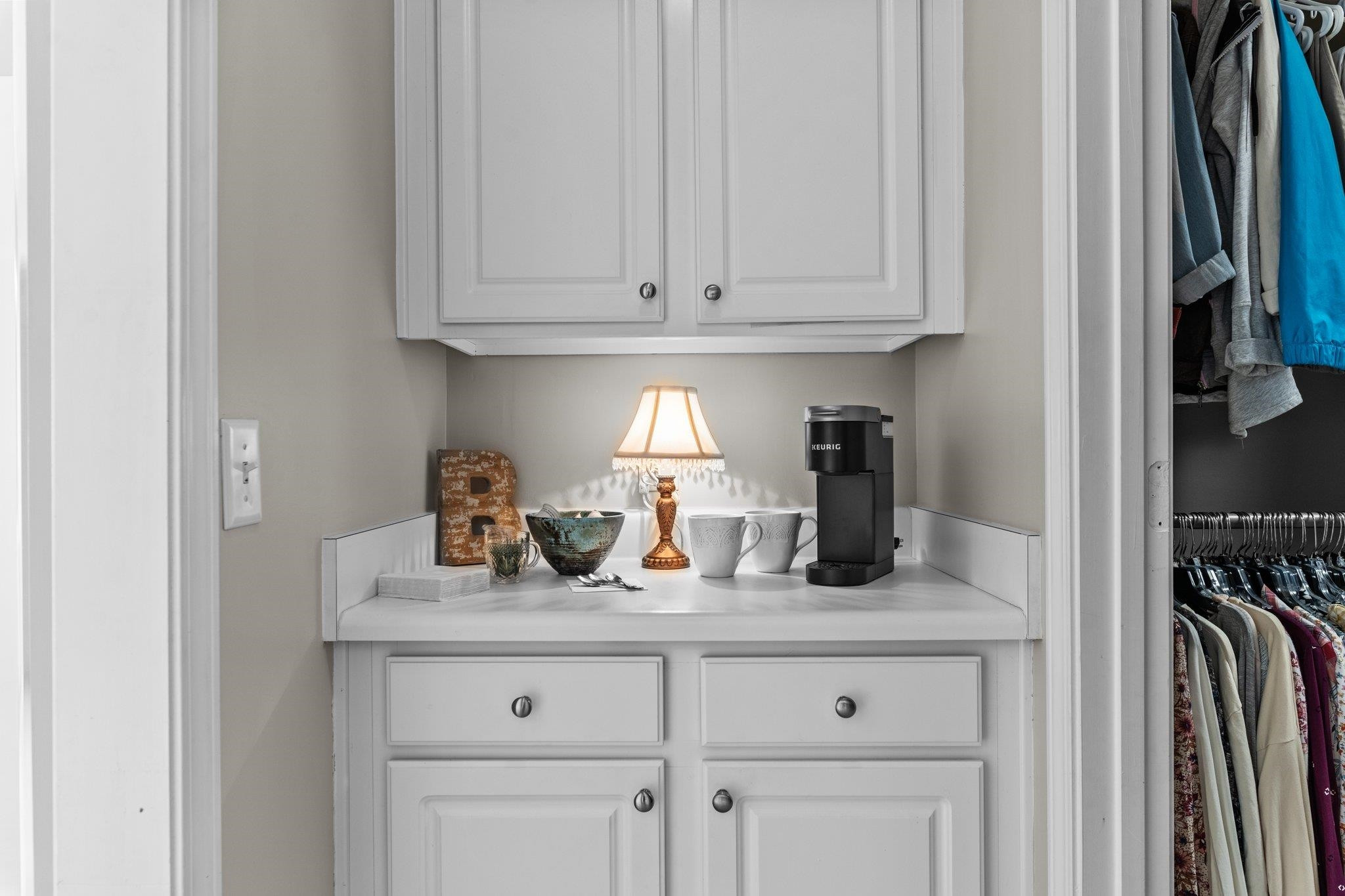 7509 Silver View Lane Raleigh, NC 27613 - Photo 20 of 39 Convenient Coffee Bar in Primary Bedroom. Coffee Bar