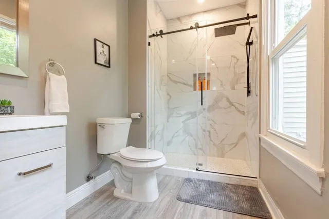 a bathroom with a shower