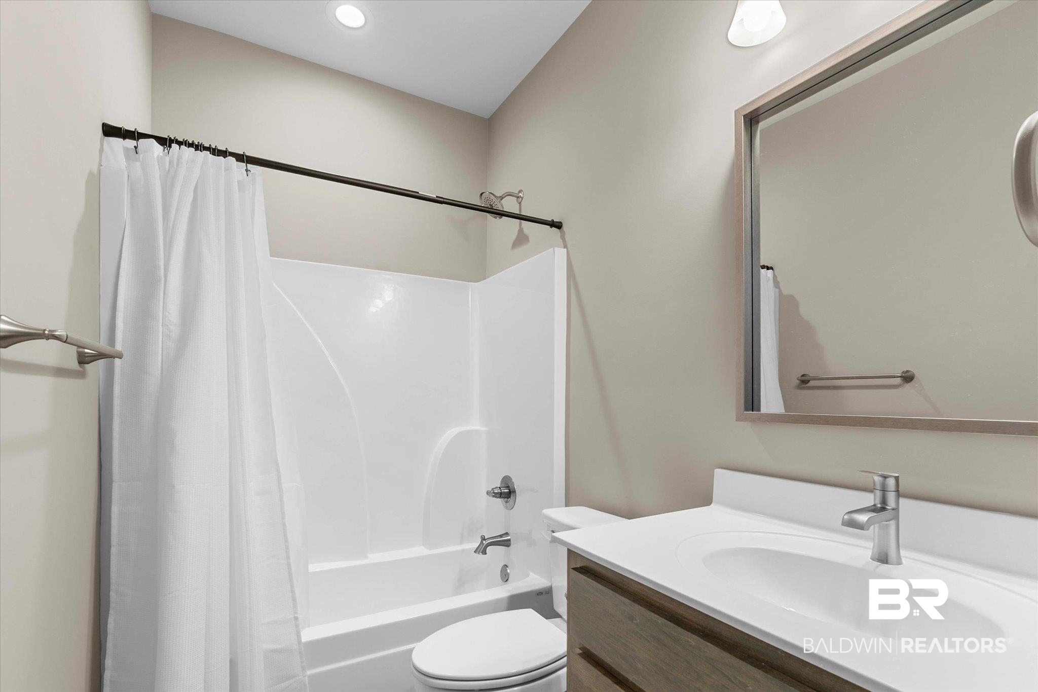 1101 Pinemont Drive Mobile, AL 36609 - Photo 13 of 18 Full bathroom with shower / tub combo, vanity, recessed lighting, and toilet