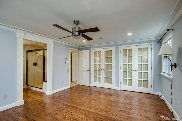 wooden floor and windows in a room