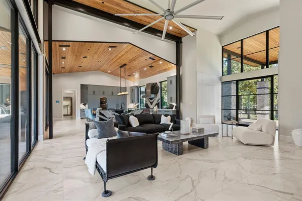 a living room with furniture