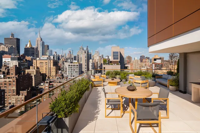 a view of a terrace with furniture