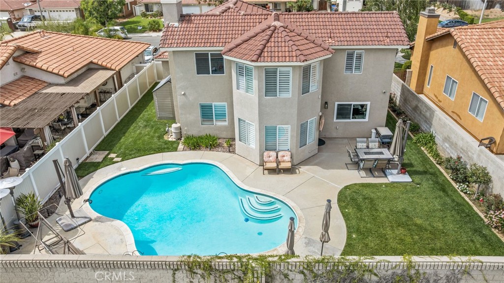 20257 Edmund Road Riverside, CA 92508 - Photo 46 of 53 an aerial view of a house with swimming pool garden and patio
