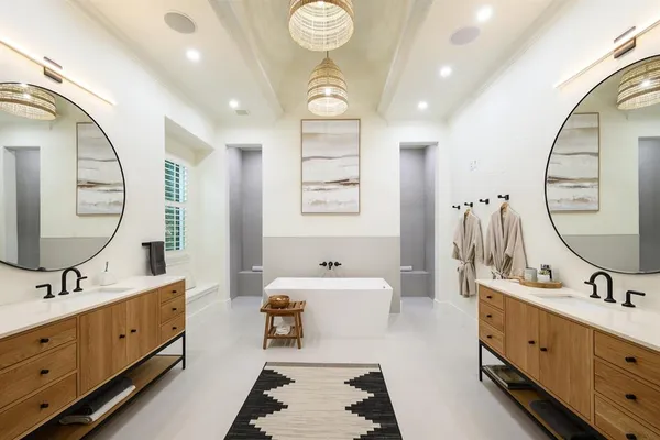a room with gym equipment and mirrors