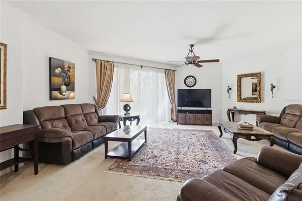 a living room with furniture