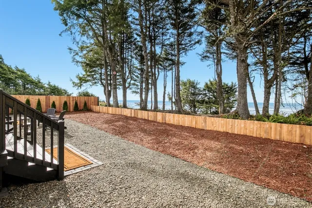 a view of a house with backyard and trees