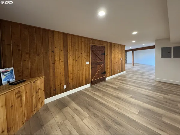 a balcony with view of the house