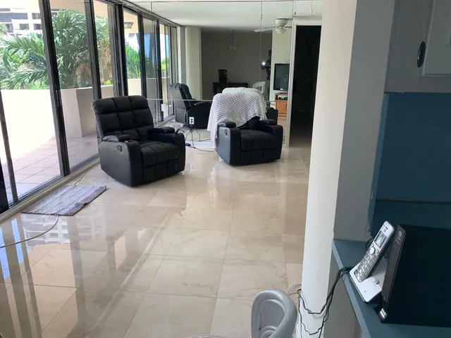 a living room with furniture