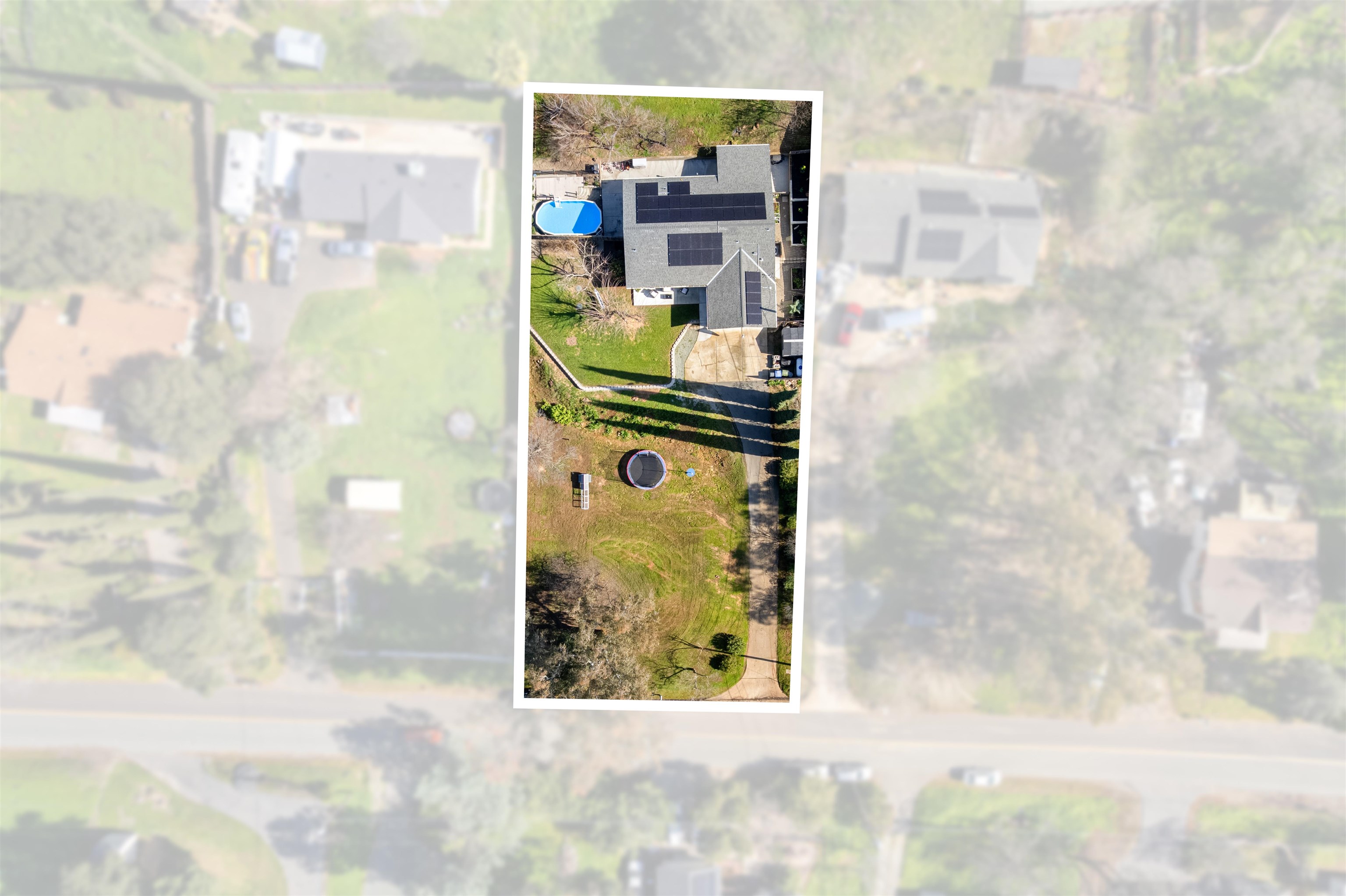 3281 Dunn Road Valley Springs, CA 95252 - Photo 58 of 59 Aerial perspective of suburban area with property boundaries highlighted