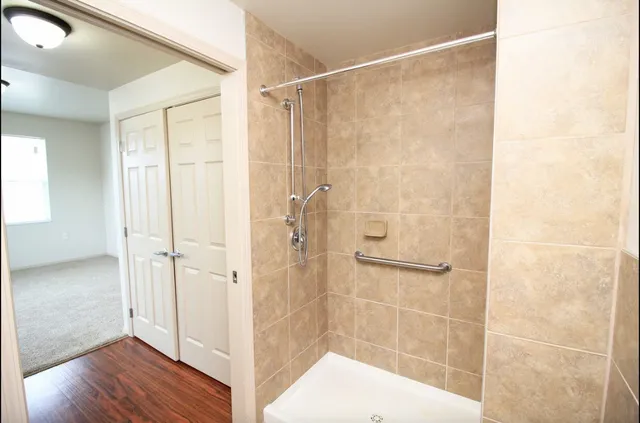 a view of bathroom with shower