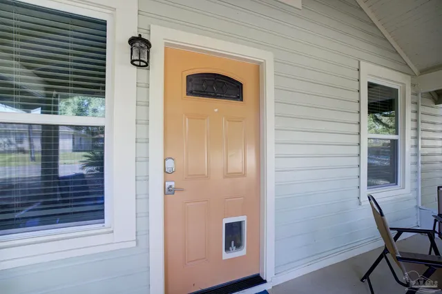 a view of front door and porch
