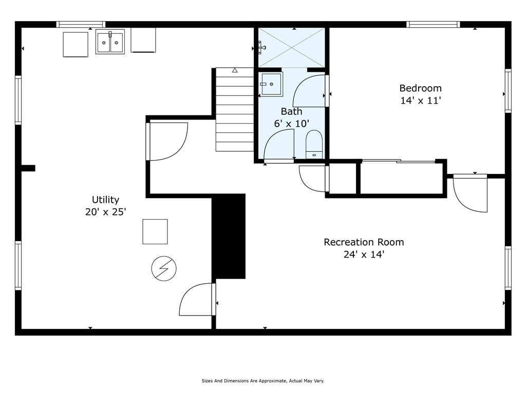 436 Marjorie Avenue Riverside, OH 45404 - Photo 34 of 34 This floor plan highlights a versatile layout, featuring a spacious utility area, a comfortable bedroom, and a recreational room.