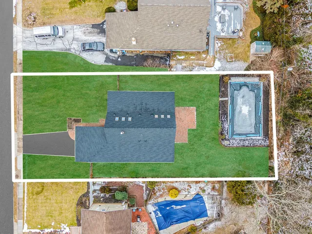 an aerial view of a house