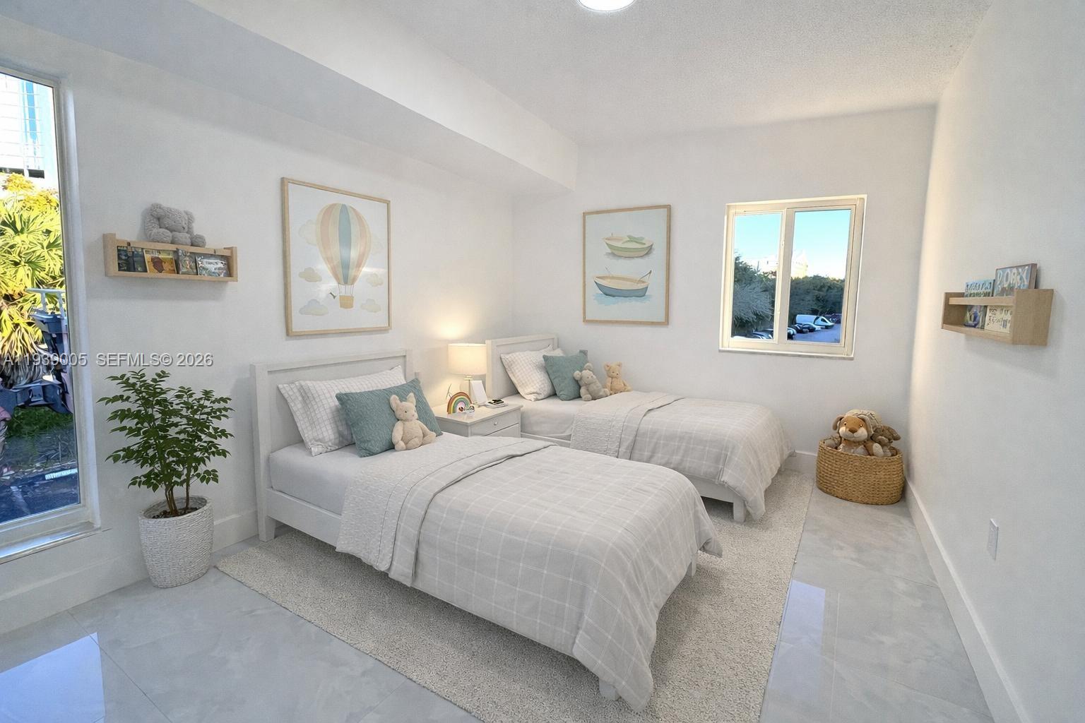 9159 Southwest 77th Avenue, Unit 314 Miami, FL 33156 - Photo 5 of 53 a bedroom with two beds and a potted plant