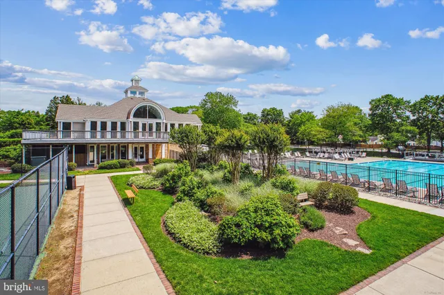 a view of a park with swings