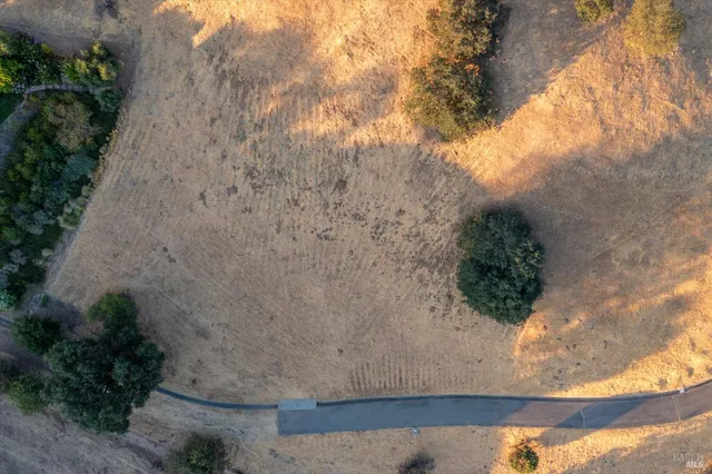 a view of a yard with wooden fence
