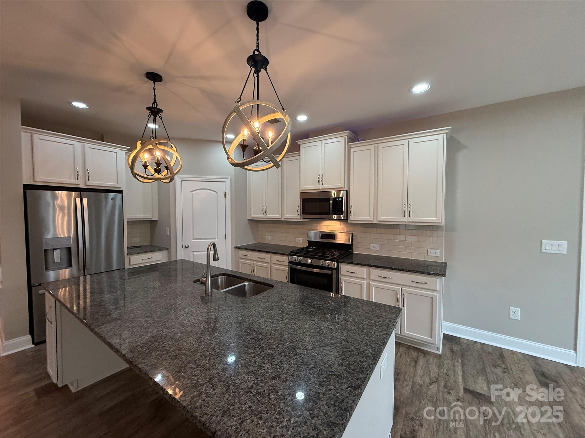 1073 Moonlight Mist Road Belmont, NC 28012 - Photo 4 of 20 a kitchen with stainless steel appliances granite countertop a sink a stove and a wooden floors