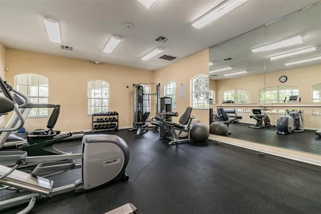 a view of a room with gym equipment