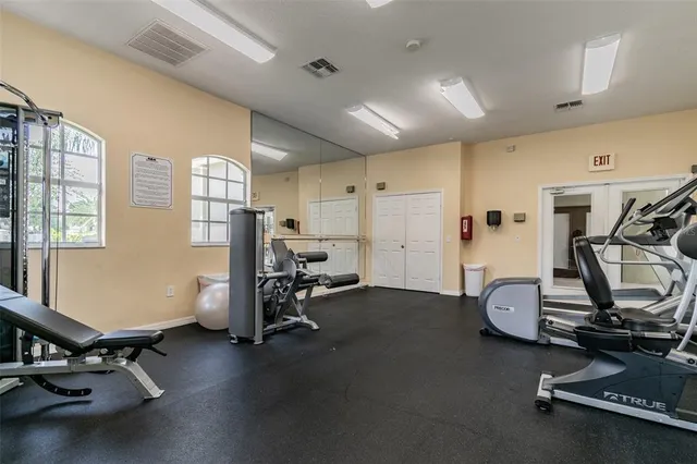 a view of a room with gym equipment