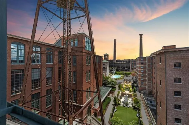 a view of a lake with a building in the background