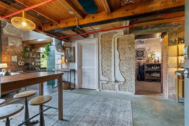 a view of a room with shelves