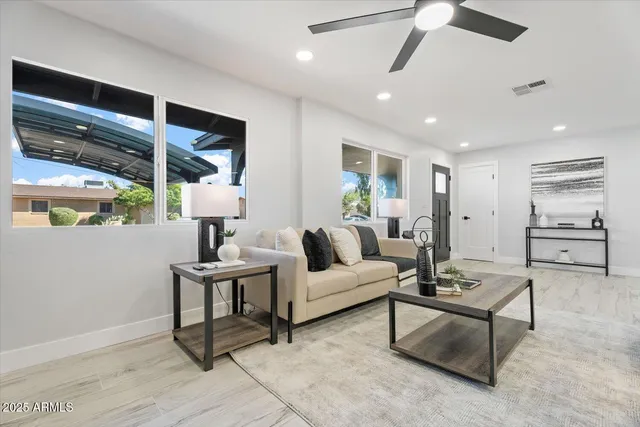 a living room with furniture