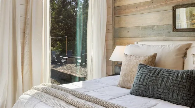 a view of a balcony with furniture