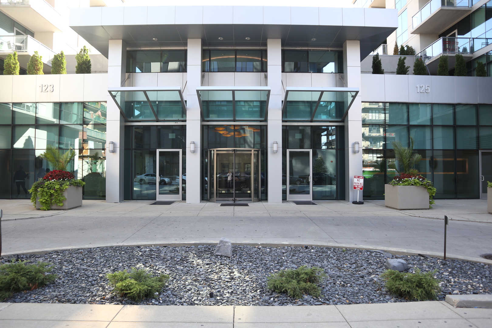 front view of a brick house with a outdoor space