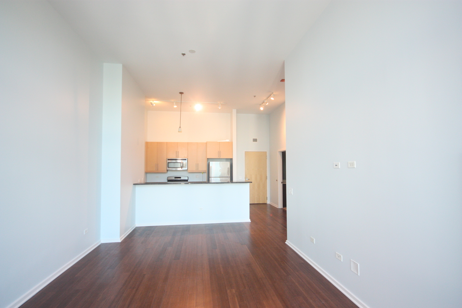 125 South Green Street, Unit 1202A Chicago, IL 60607 - Photo 5 of 15 a view of a kitchen with wooden floor