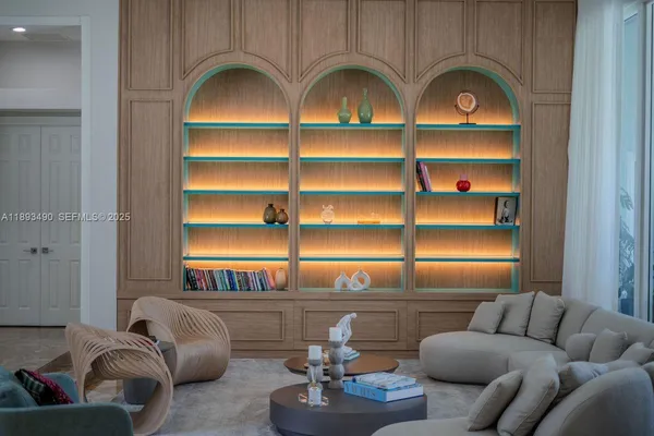 a living room with furniture