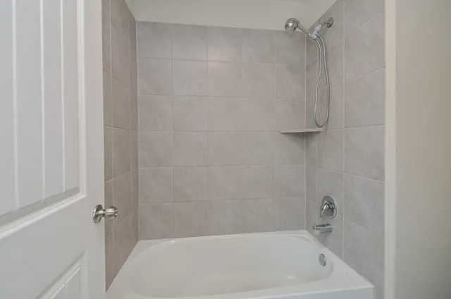 a bathroom with a bathtub