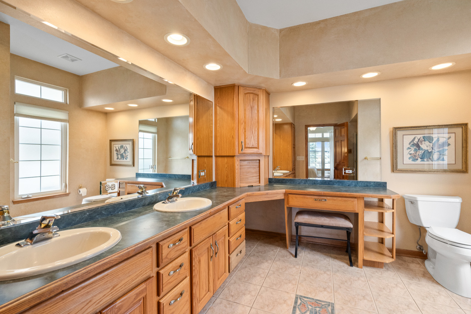 16551 SpringView Drive Lockport, IL 60441 - Photo 22 of 47 a bathroom with a granite countertop sink and a large mirror
