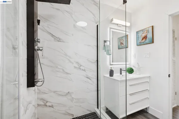 a bathroom with a shower