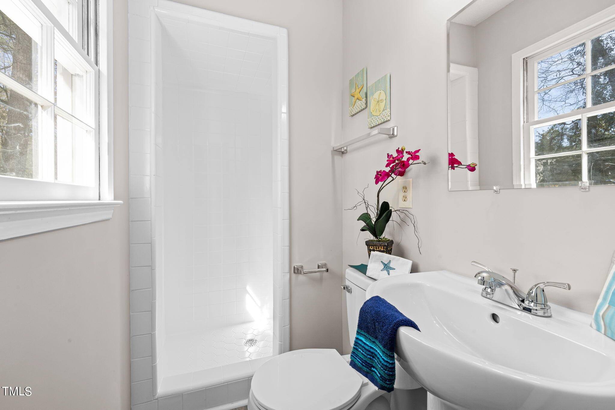 608 Old Farm Road Raleigh, NC 27606 - Photo 23 of 32 a bathroom with a sink toilet and a mirror