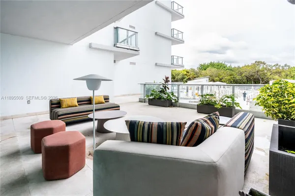a outdoor living space with furniture