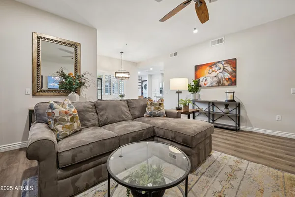 a living room with furniture