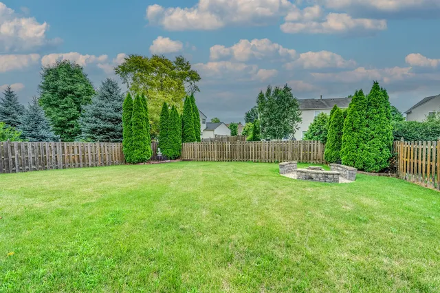 a view of a backyard with a garden and plants