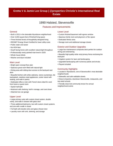 $539,900 | 1990 Halsted Drive, Stevensville, MI 49127