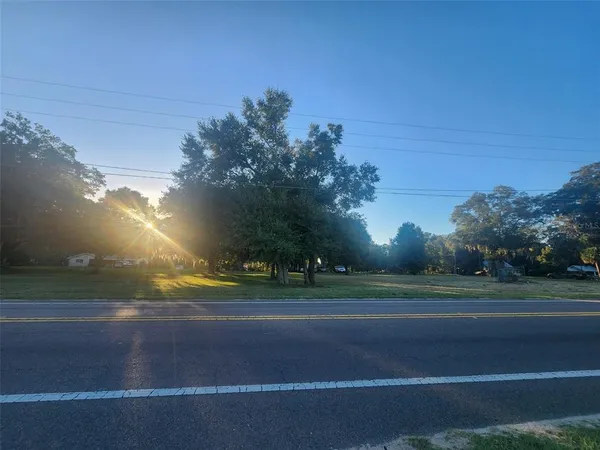 a view of outdoor space with trees all around