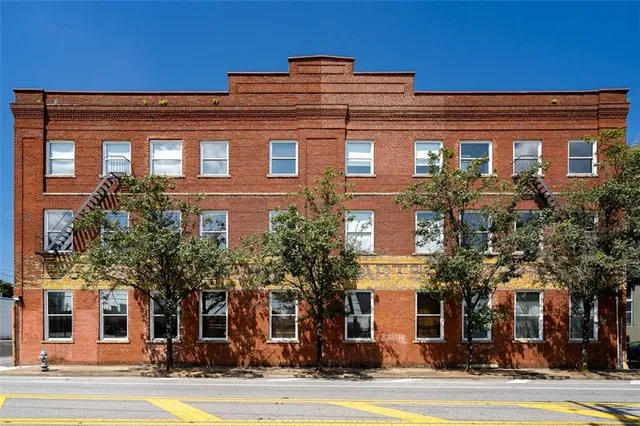 a front view of a building