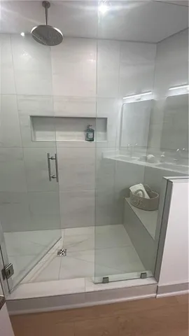 a bathroom with a shower