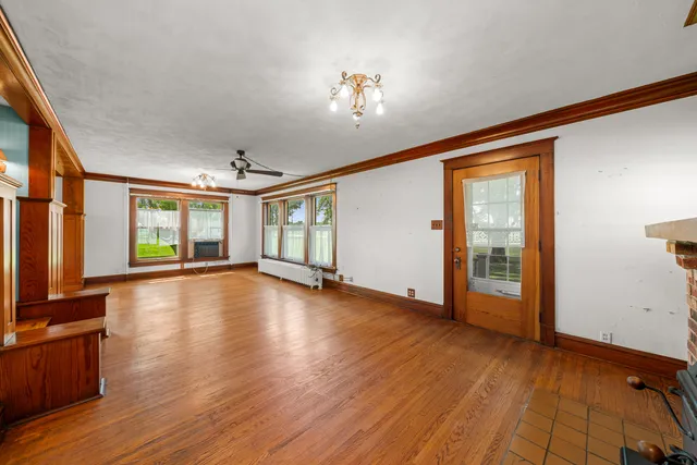 a room with furniture a washer and dryer