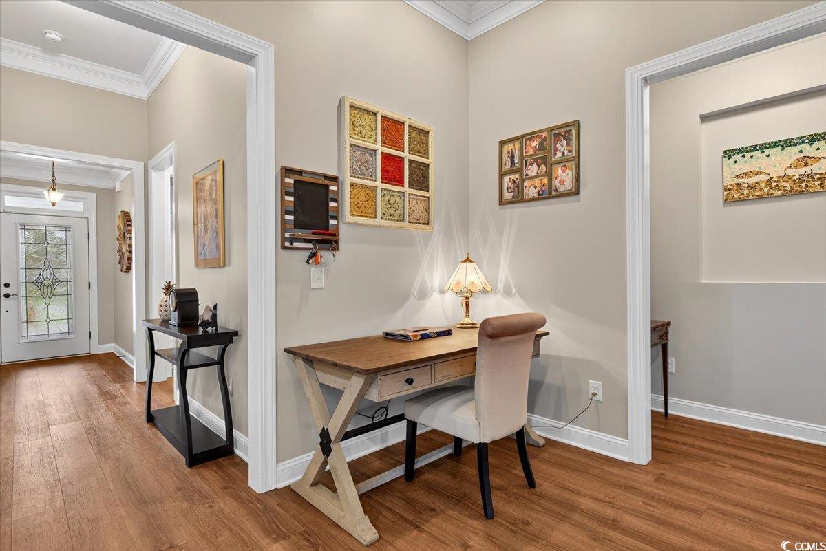 1719 Maplecress Way Myrtle Beach, SC 29577 - Photo 27 of 40 Office area with crown molding and wood finished floors