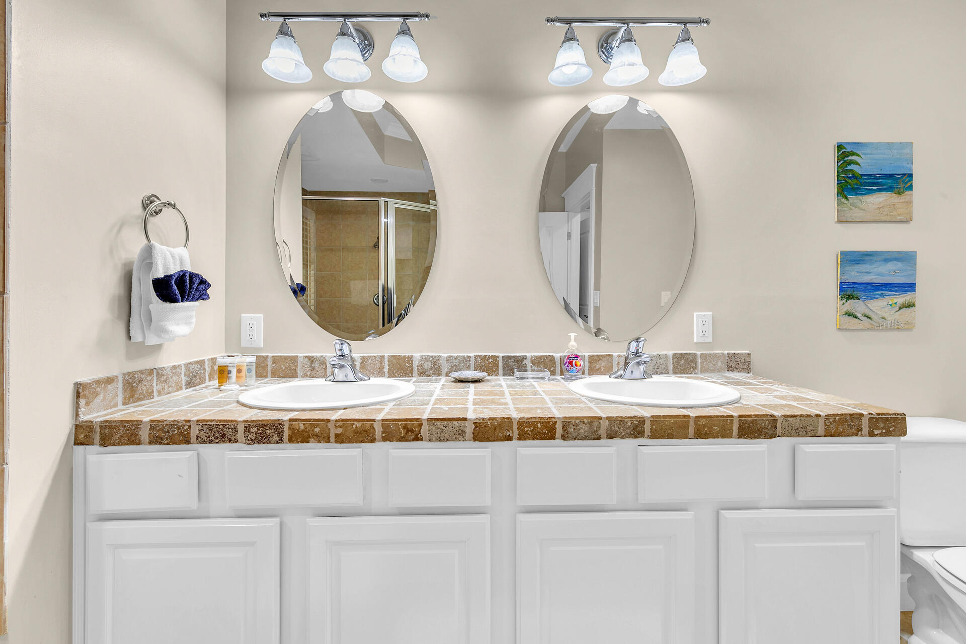 5378 Pine Ridge Lane, Unit 5378 Miramar Beach, FL 32550 - Photo 21 of 48 a bathroom with a double vanity sink and a mirror